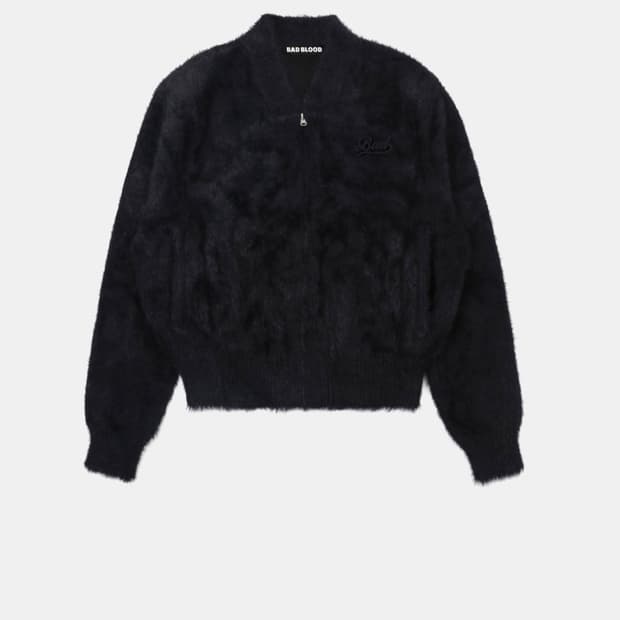 (새상품)배드블러드 모헤어 집업 자켓 블랙
