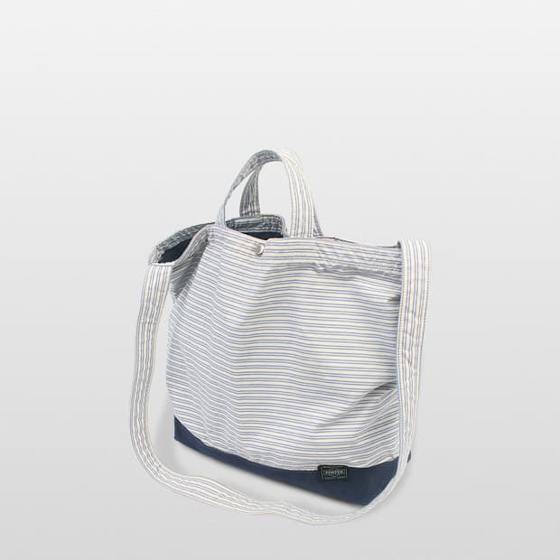 PORTER Stripe Canvas 2Way Tote Bag 
