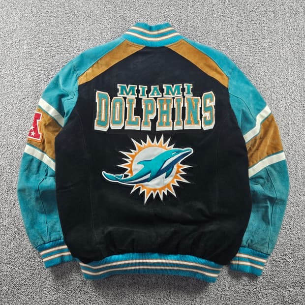 G-III 어패럴 마이애미 돌핀즈 가죽 바시티 자켓 ( M )/10926