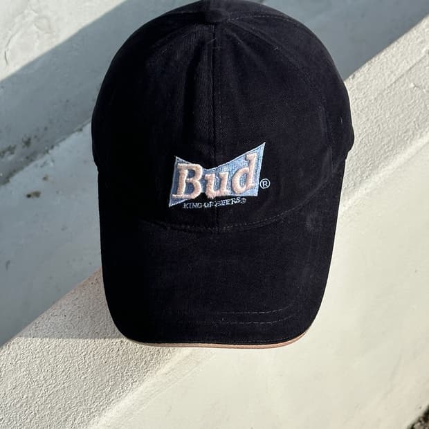 [F] 버드와이저 로고 다크네이비 볼캡 모자 빈티지