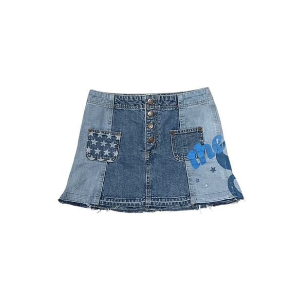 히스테릭 글래머 별 자수 데님 미니 스커트