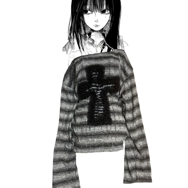 사화룸 블랙 스트라이프 롱슬리브