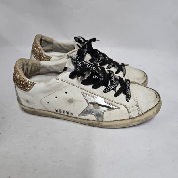 골든구스 슈퍼스타 스니커즈 화이트 실버 글리터 36 230