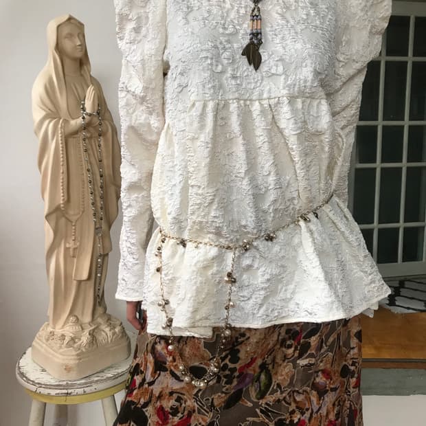 vintage ivory pattern blouse