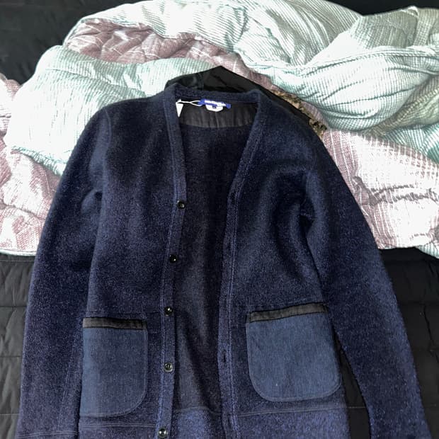 준야 와타나베 X 꼼데가르송 울 엘보우 패치 가디건