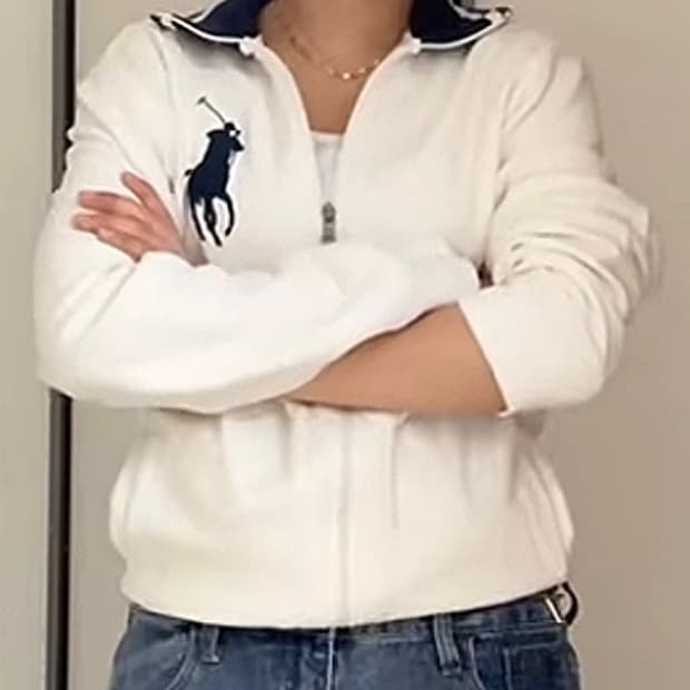 폴로 랄프로렌 화이트 빅포니 져지 집업