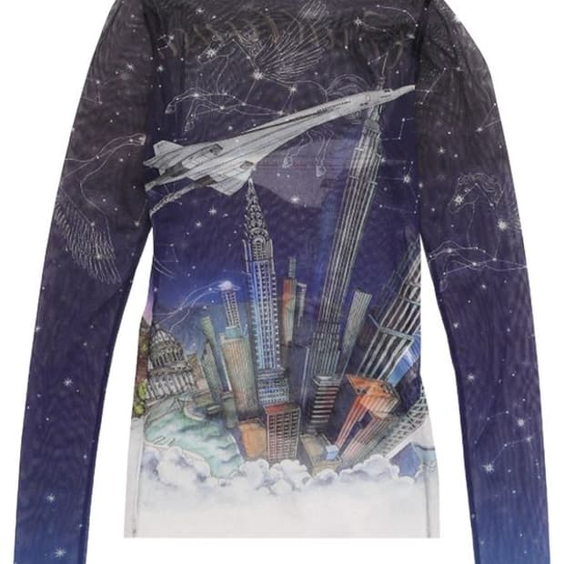 카사블랑카 Print Mesh Top 'Vol De Nuit'