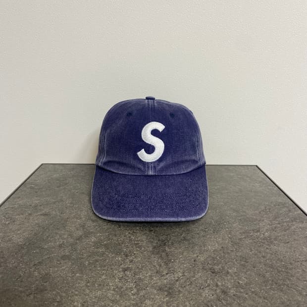 (OS) 슈프림 S로고 볼캡 모자 피그먼트 네이비