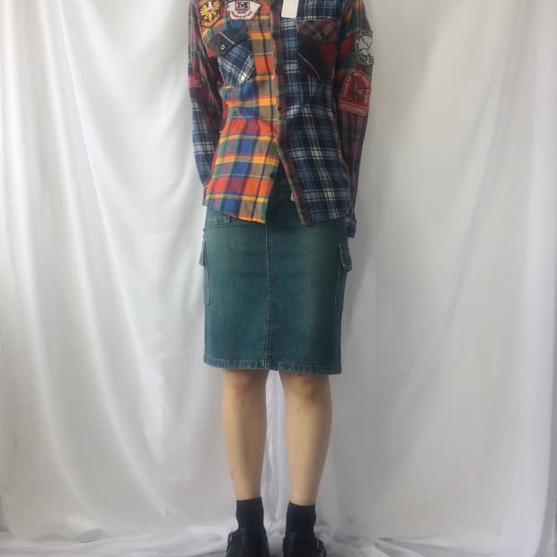 Check pattern mixed shirt