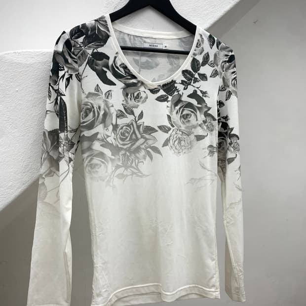 Midas rose print slim-fit cut sew  