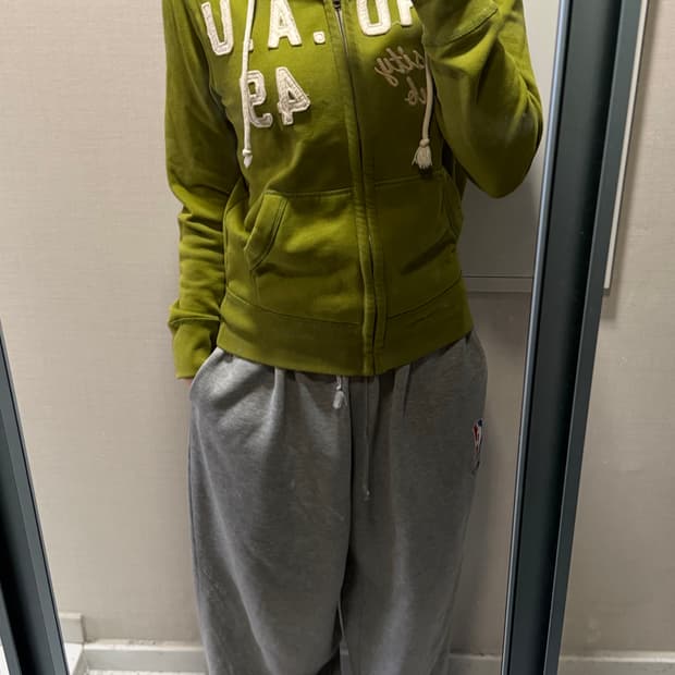 후아유 올리브 후드집업 s