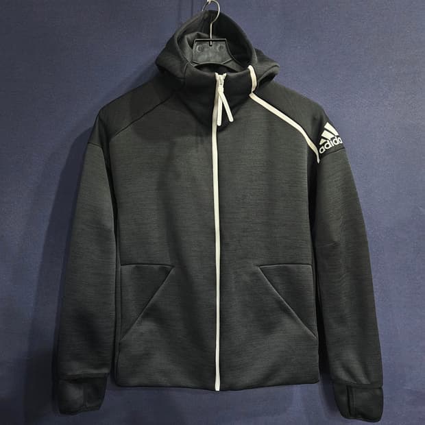아디다스 블랙차콜 남성 슬림핏 95 후드집업 
