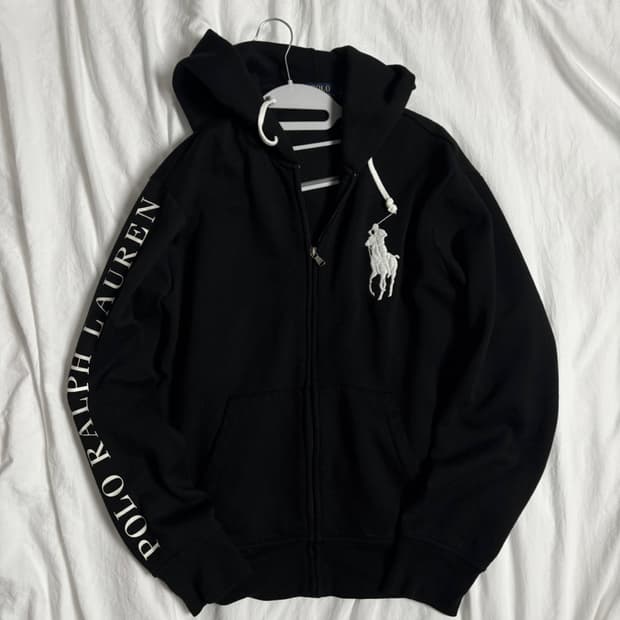 폴로 레터링 빅포니 후드집업