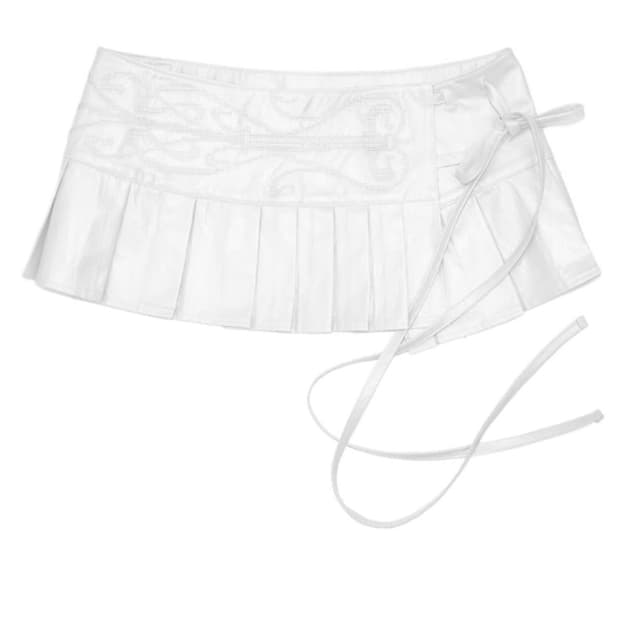 본네 플리츠 랩 스커트 화이트