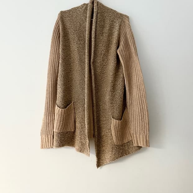 dual open pocket cardigan / yellow beige