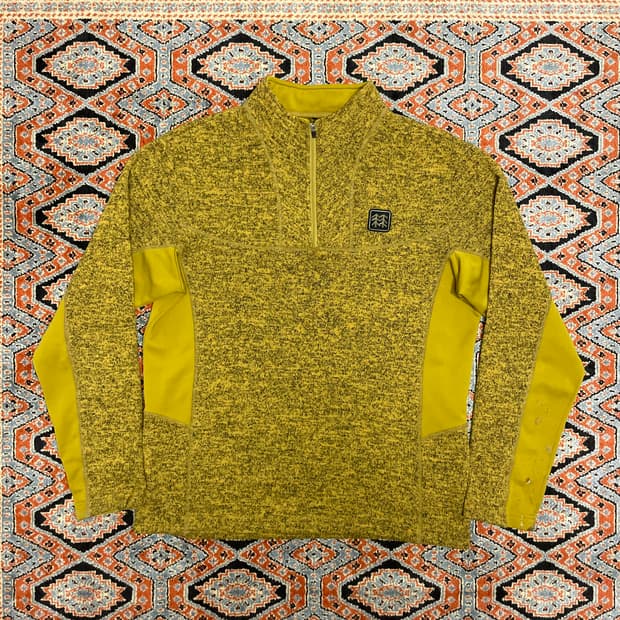 코오롱스포츠 머스타드 기모 반집업 니트 남성100