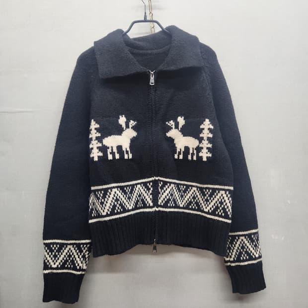 순록 코위찬 크리스마스 투웨이 니트집업 M