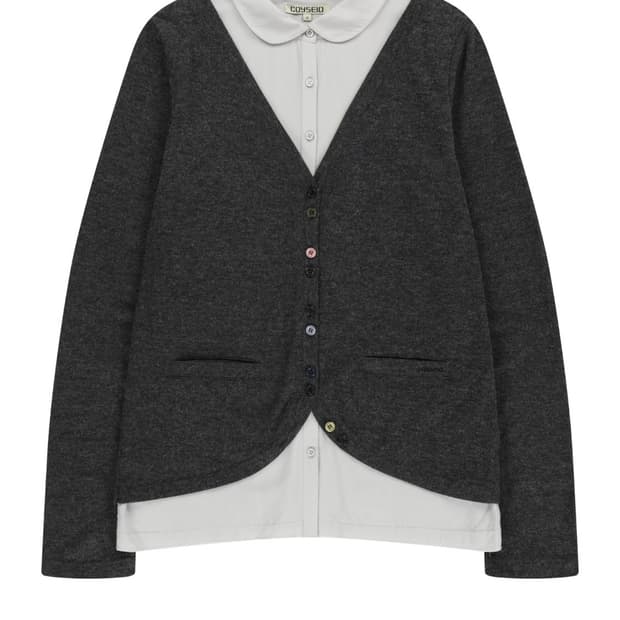 코이세이오 레이어드 셔츠 가디건 다크그레이 1