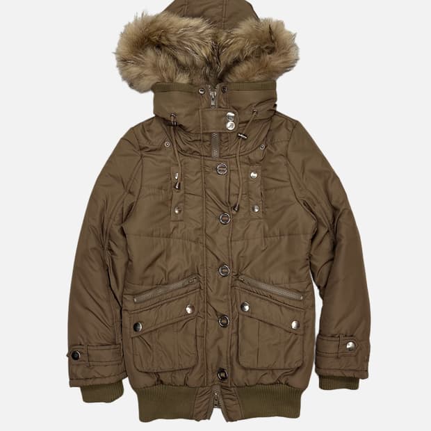 brown fur hood jumper