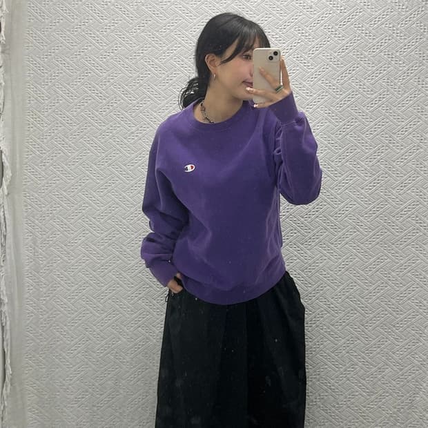 챔피온 리버스위브 자수로고 약기모 스웻셔츠 맨투맨 100 C06385