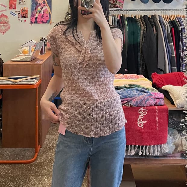 핑크 니트 탑 [무배]