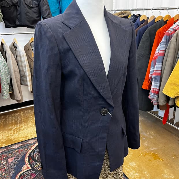 조르지오 아르마니 글렌 체크 테일러드 싱글 블레이저