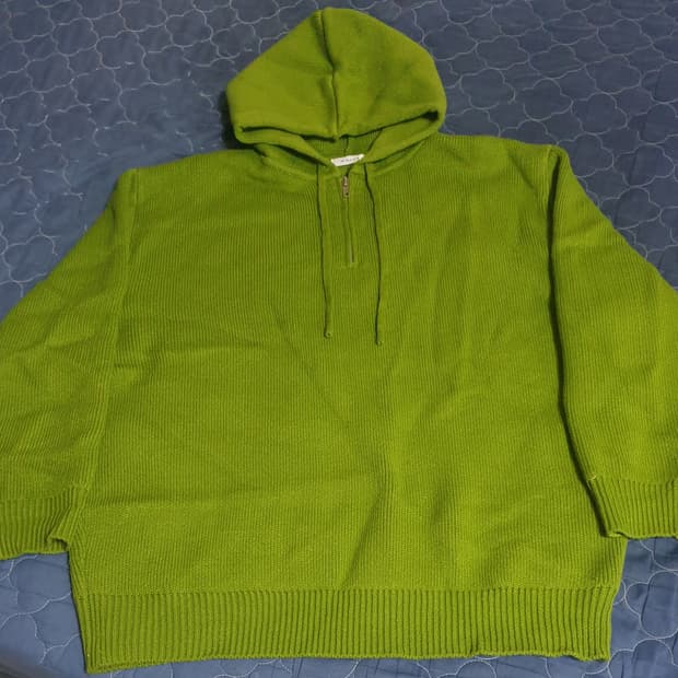 반짚업 니트 후드티 포레스트 그린 (XL)