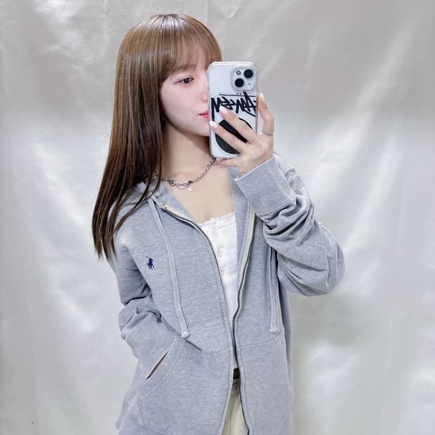 폴로 랄프로렌 그레이 포니 후드집업 