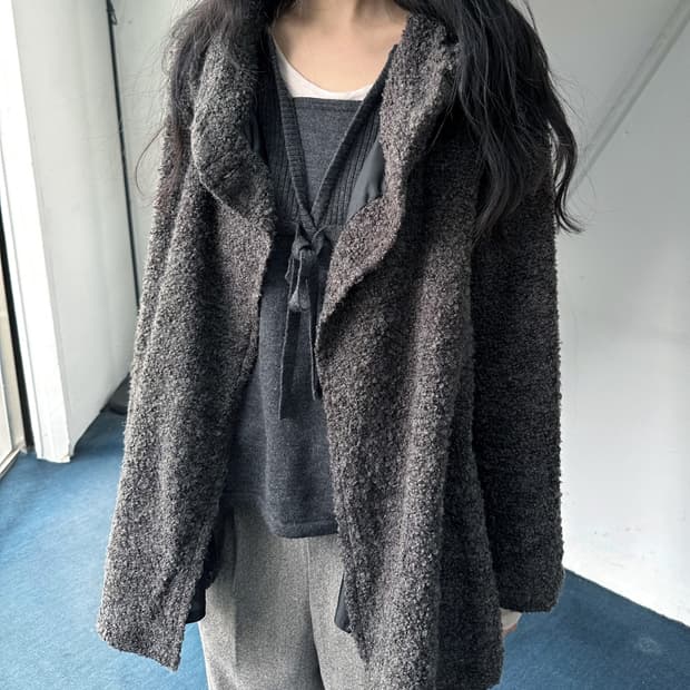 Boucle fabric 1B design wide jacket