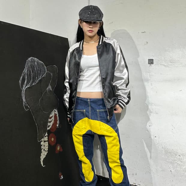 Jpn 일본빈티지 오리엔탈 모 블랙 스카잔 자켓