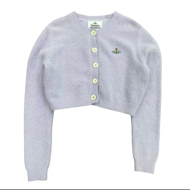 비비안웨스트우드 크롭 가디건 라벤더