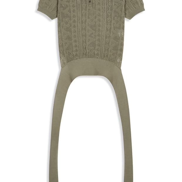 YY JACQUARD KNIT POLO SHIRT, KHAKI 