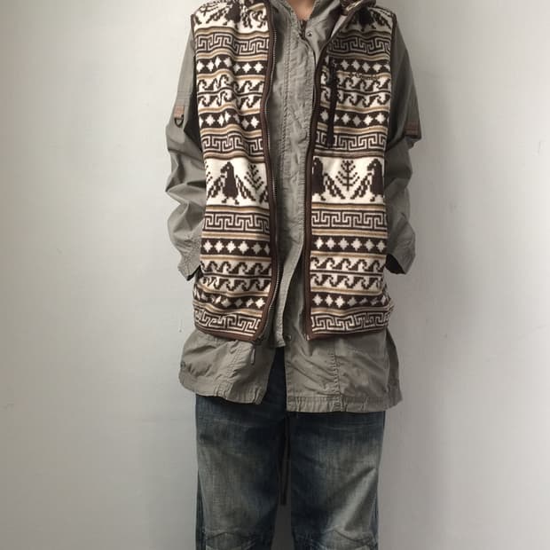 columbia Nordic pattern fleece vestac