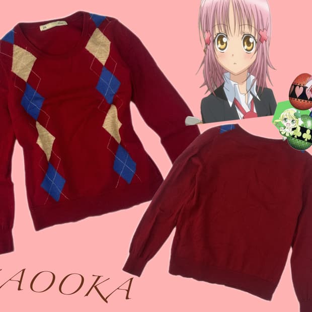 ♥️아가일 레드 체크 슬림 니트♥️ 고갸루 일본빈티지 러블리