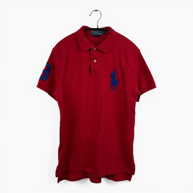 (L) 폴로 랄프로렌 커스텀핏 빅포니 카라 티 레드