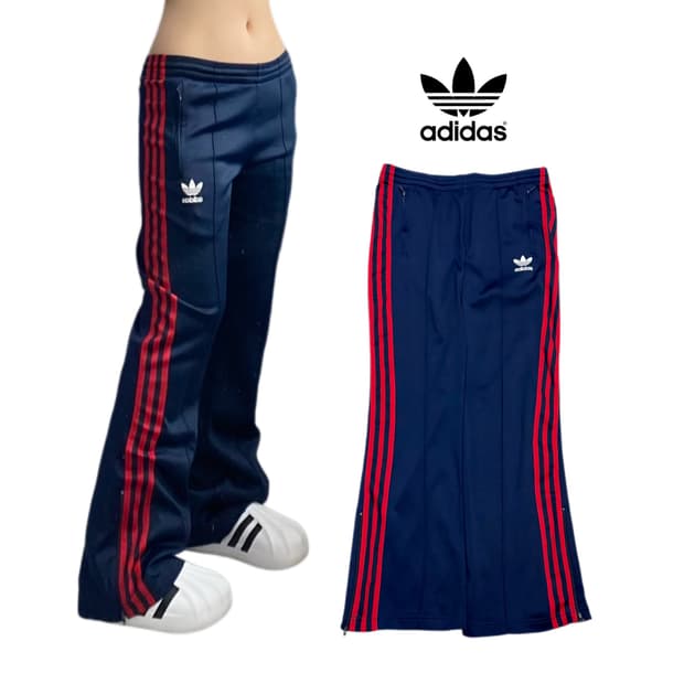 아디다스 파이어버드 남빨 삼선 부츠컷 트랙팬츠