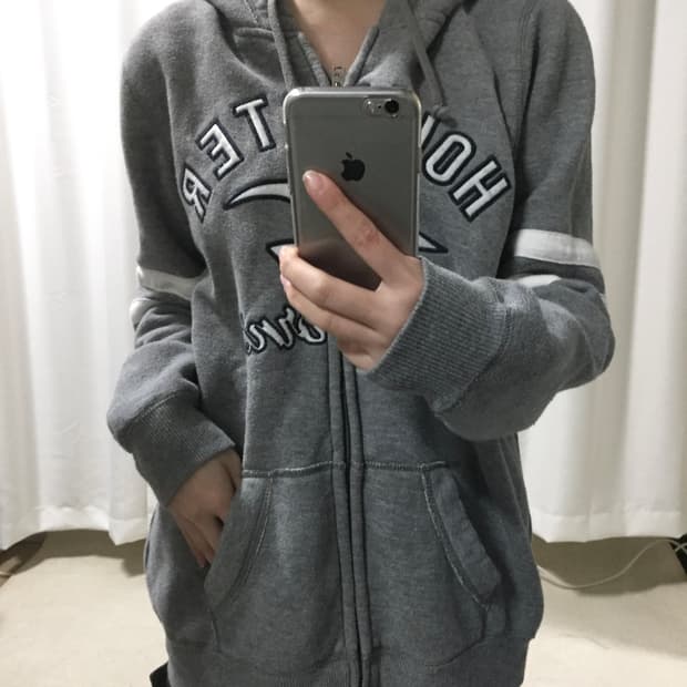 홀리스터 그레이 로고 후드집업