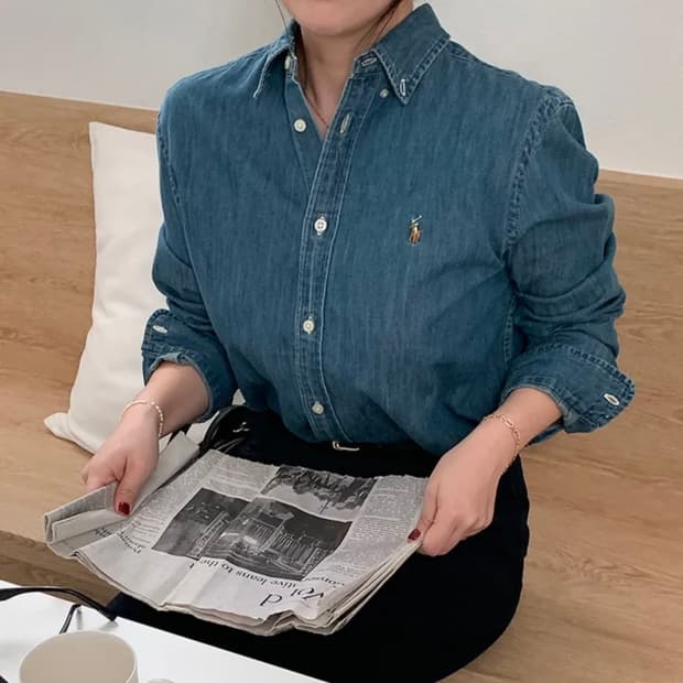 폴로 랄프로렌 샴브레이 데님 셔츠 블라우스 보이즈