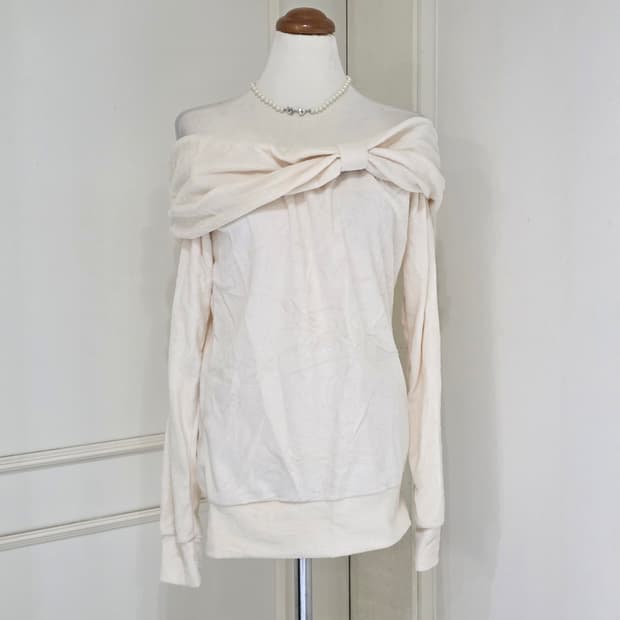 리즈리사 일본빈티지)리본 라떼히메갸루st 양산형 오프숄더 긴팔