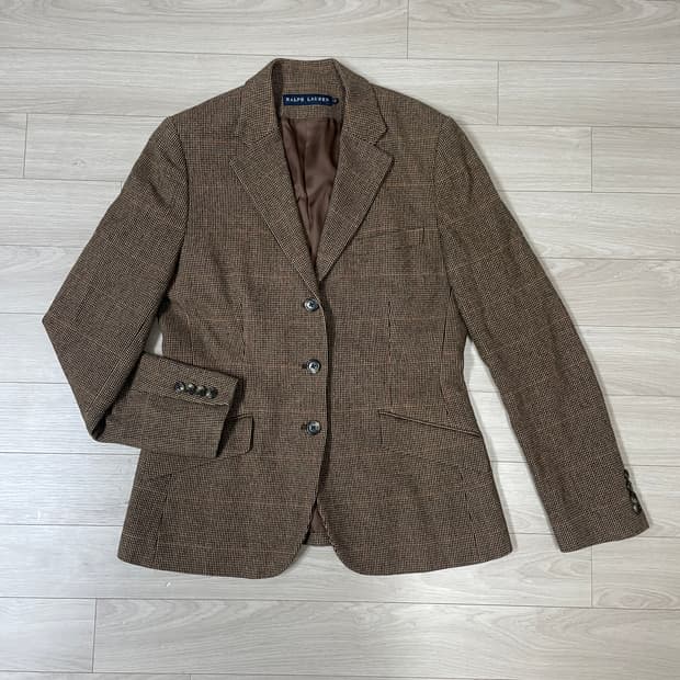 랄프로렌 브라운 체크 여성 블레이저 자켓