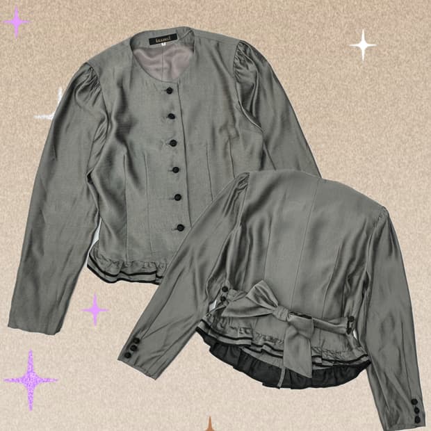 🩶고스로리 블랙 히메 갸루  블라우스 자켓🩶  리본 프릴 데빌 지뢰계