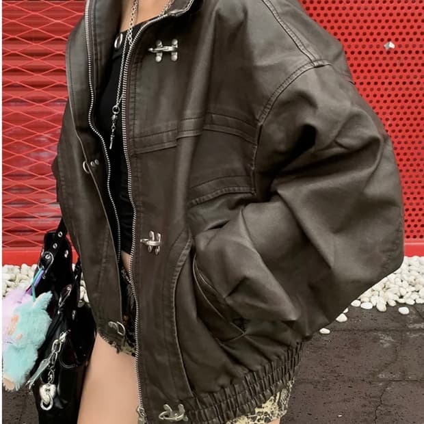 브라운 레더 자켓