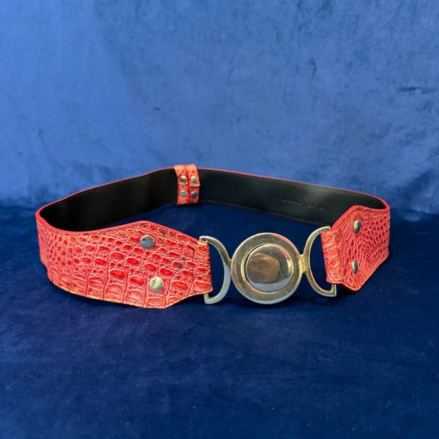 레드 크로커다일 와이드 벨트