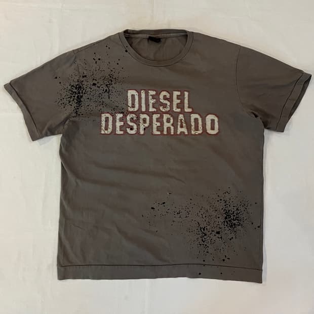 00s 디젤 아카이브 y2k 그런지 그래픽 티셔츠 그레이