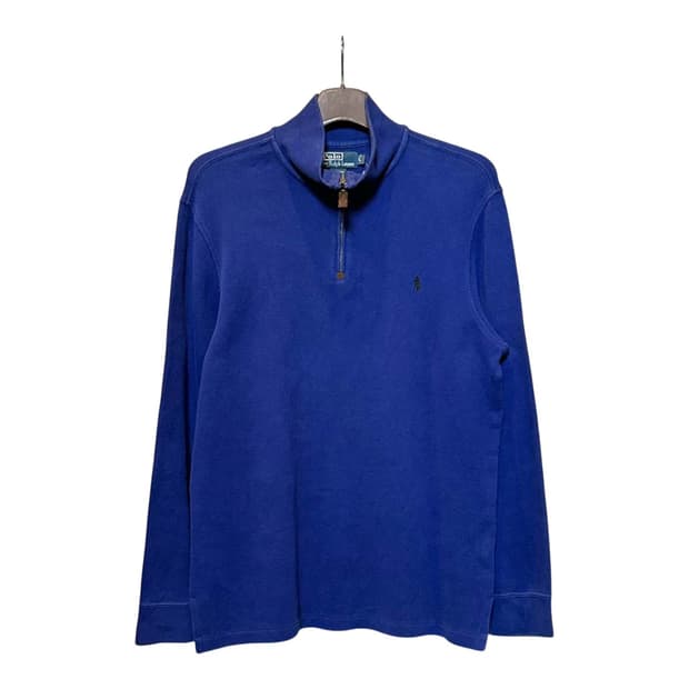 폴로 랄프로렌 반집업 니트 하이넥 포니 로고 디테일 블루