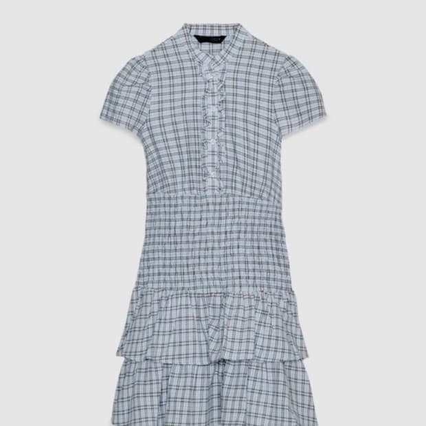 ZARA 자라 체크 러플 코튼 미니 원피스 3067 318 3067318