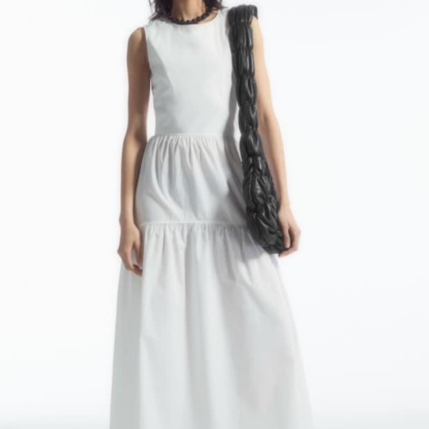 Cos 화이트 오픈백티어드원피스