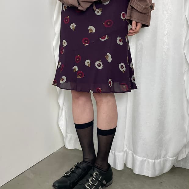 vintage 플라워 프릴 스커트