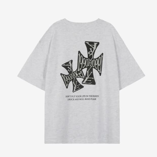 Etce cross t-shirt 멜란지 그레이