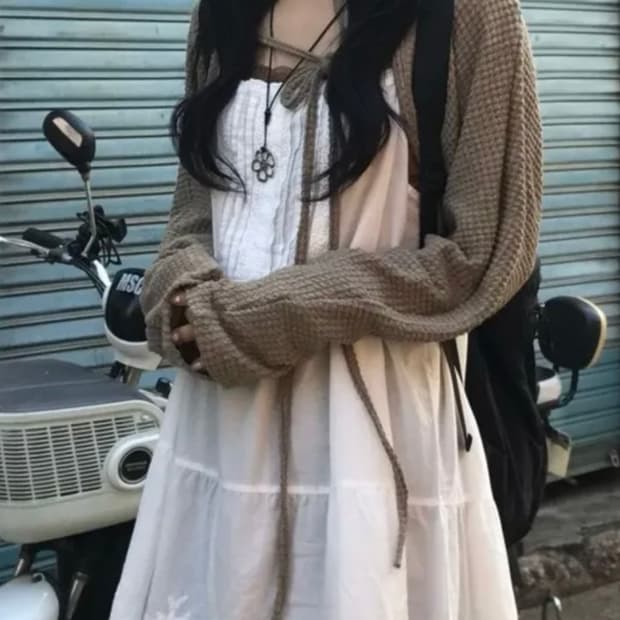 에이블리 와플 볼레로 카키색